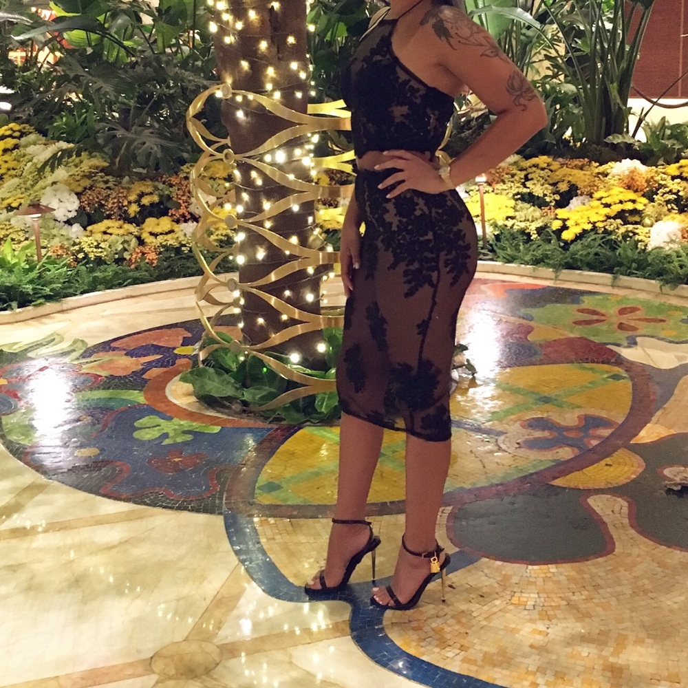 Black lace skirt 2 piece set